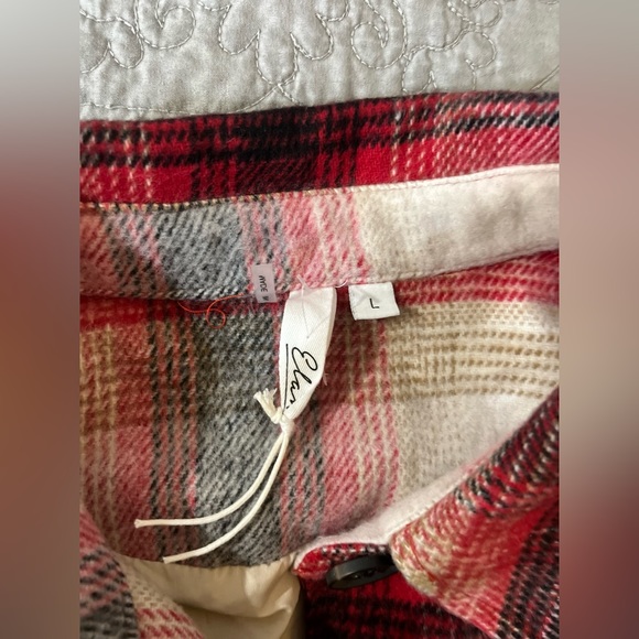 Elan Riley Plaid Jacket Red Black Cream Button Front Size L - Picture 8 of 11